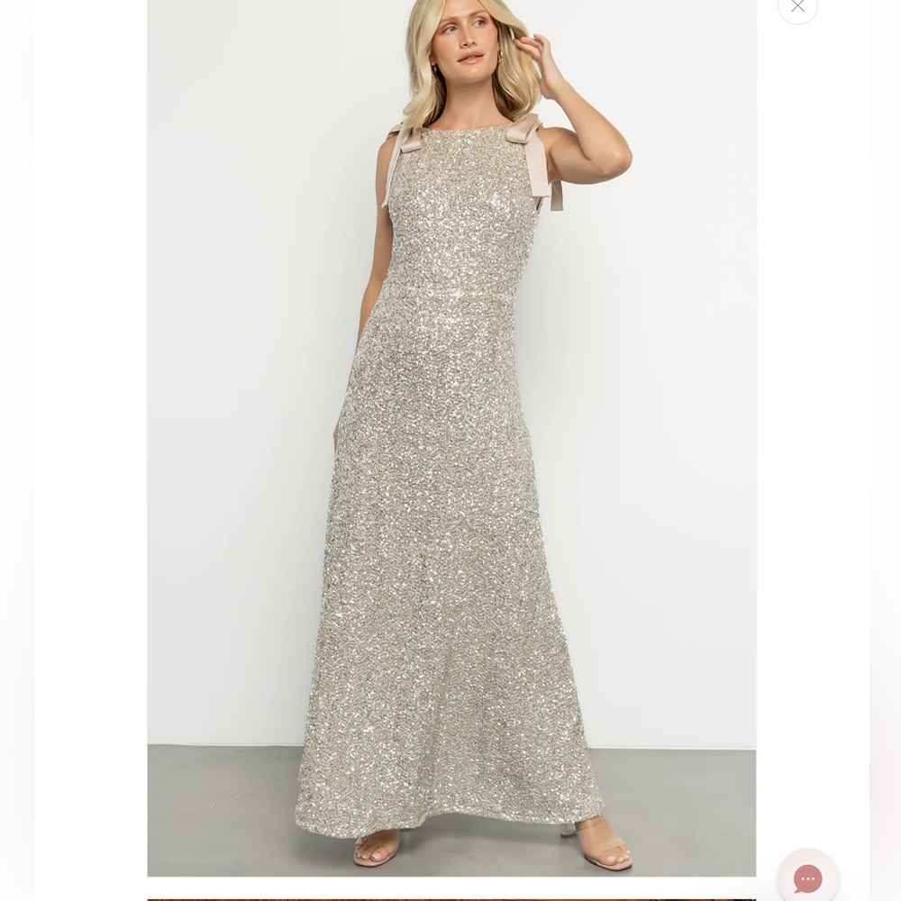 Baltic Born Silver Sequin Maxi Dress
